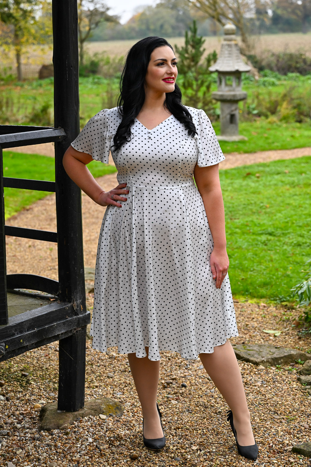 Thea Polka Dot Swing Dress in Extended Sizing